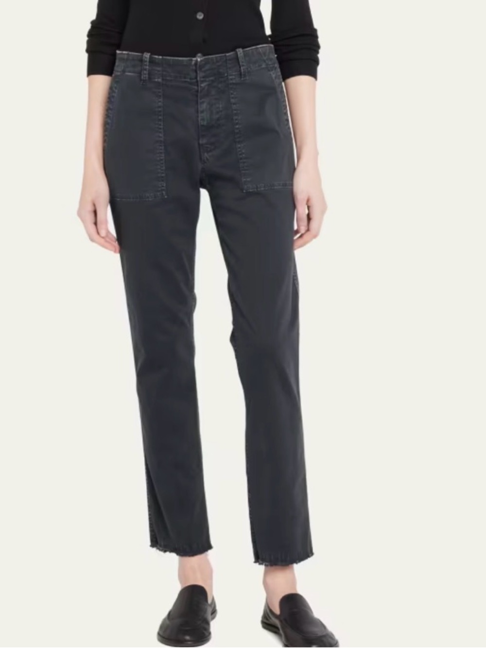 Nili Lotan Jenna Cropped Raw-Edge Pants grey size 6
